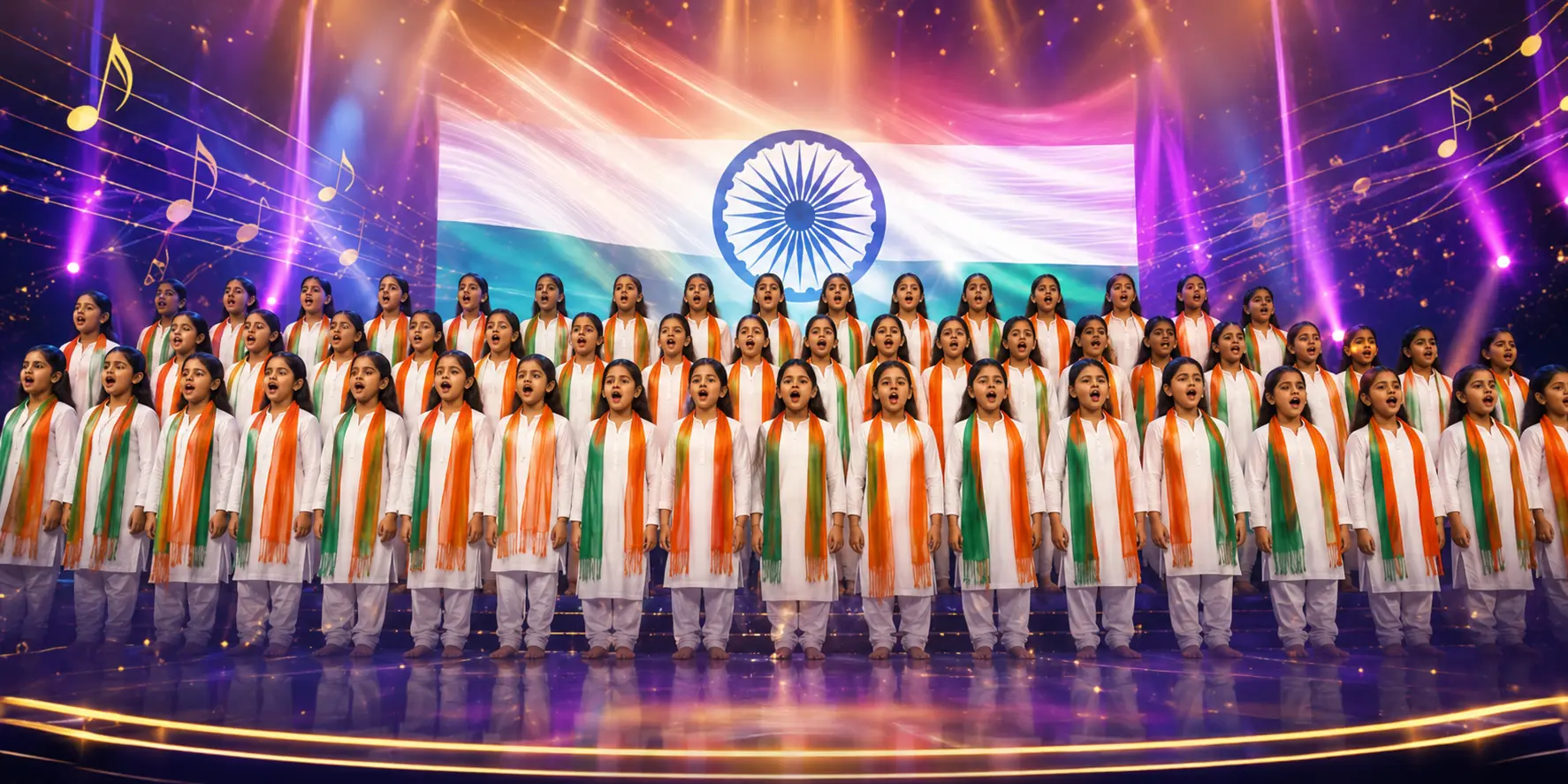 200+ singers performing Vande Mataram mass choir attempt
